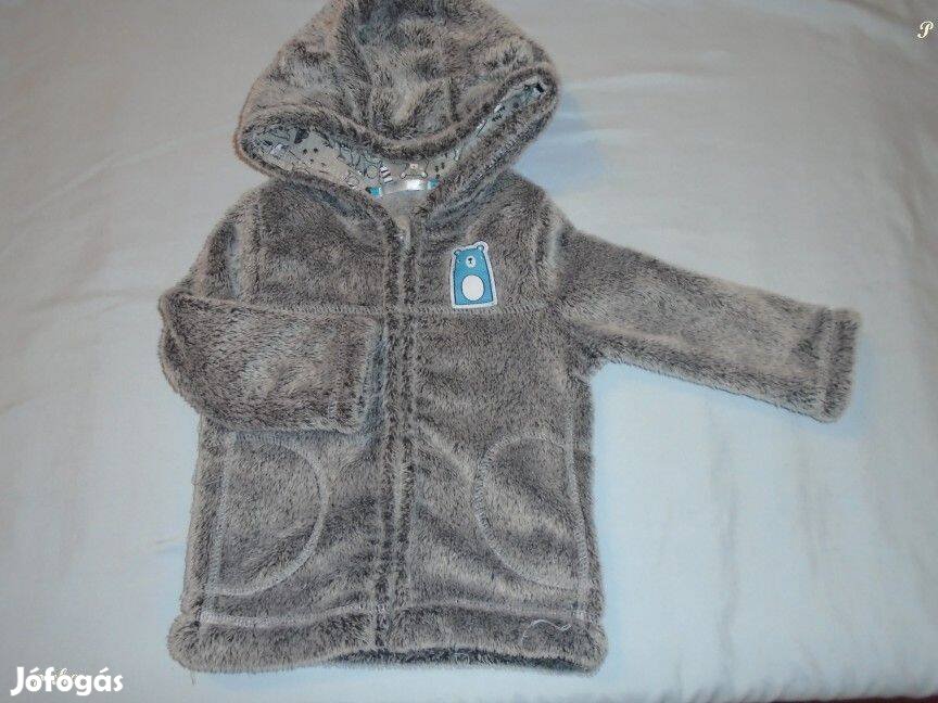 Puha szürke és kapucnis pulóver 6-9 hó (méret 74)
