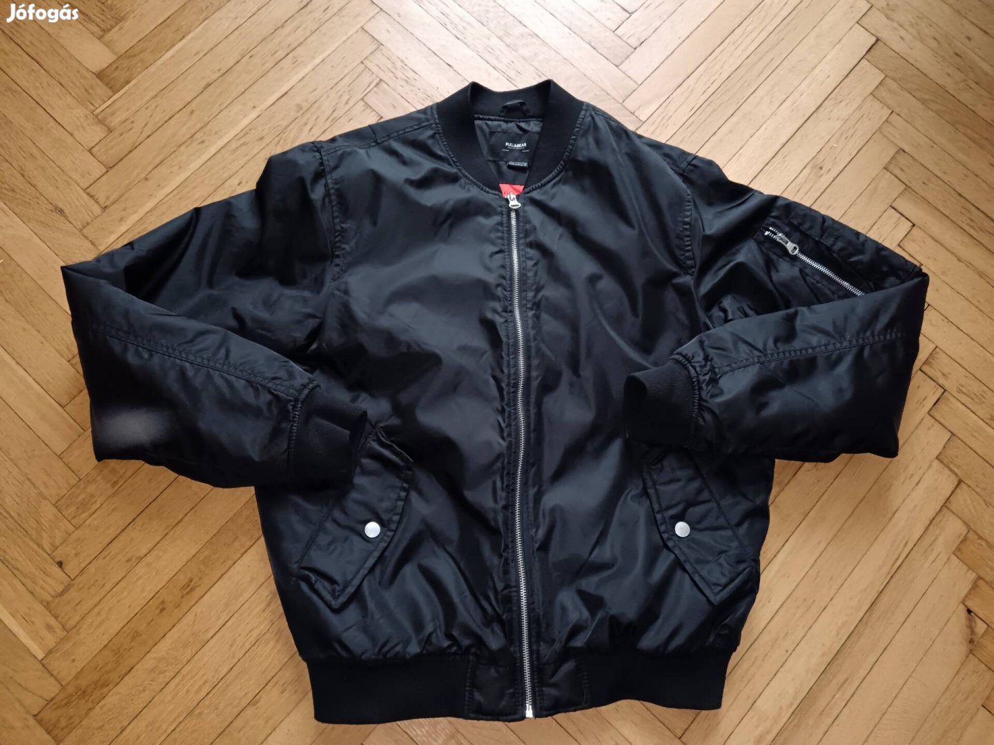 PullBear M férfi fekete baseball galléros dzseki
