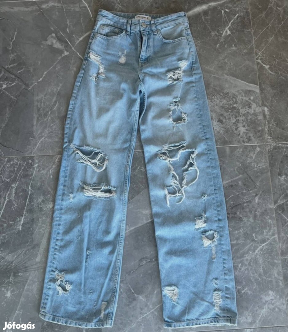 PullBear bőszárú magasderekú szaggatott farmer