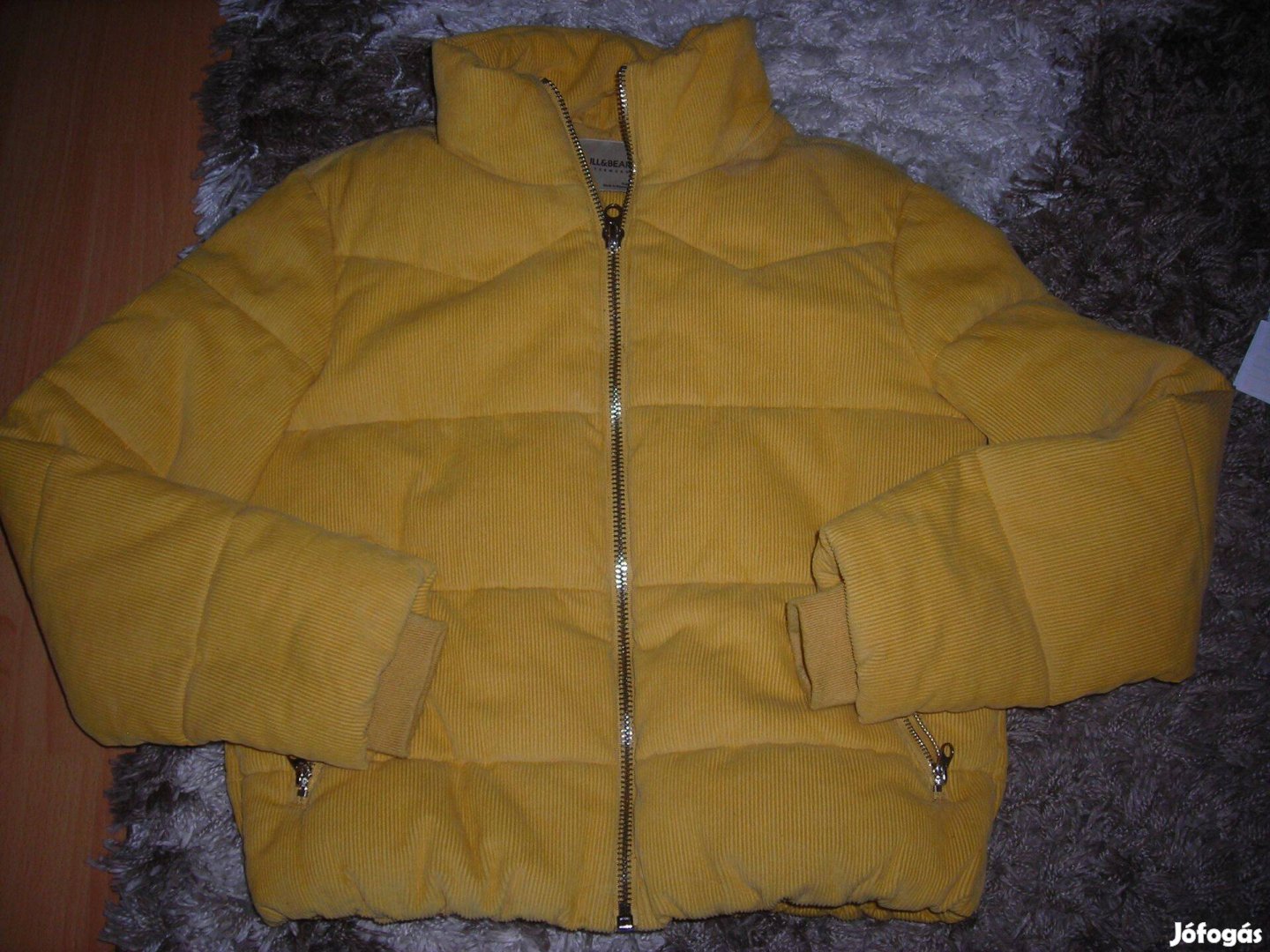 Pull&Bear sárga női bélelt kord kabát S M