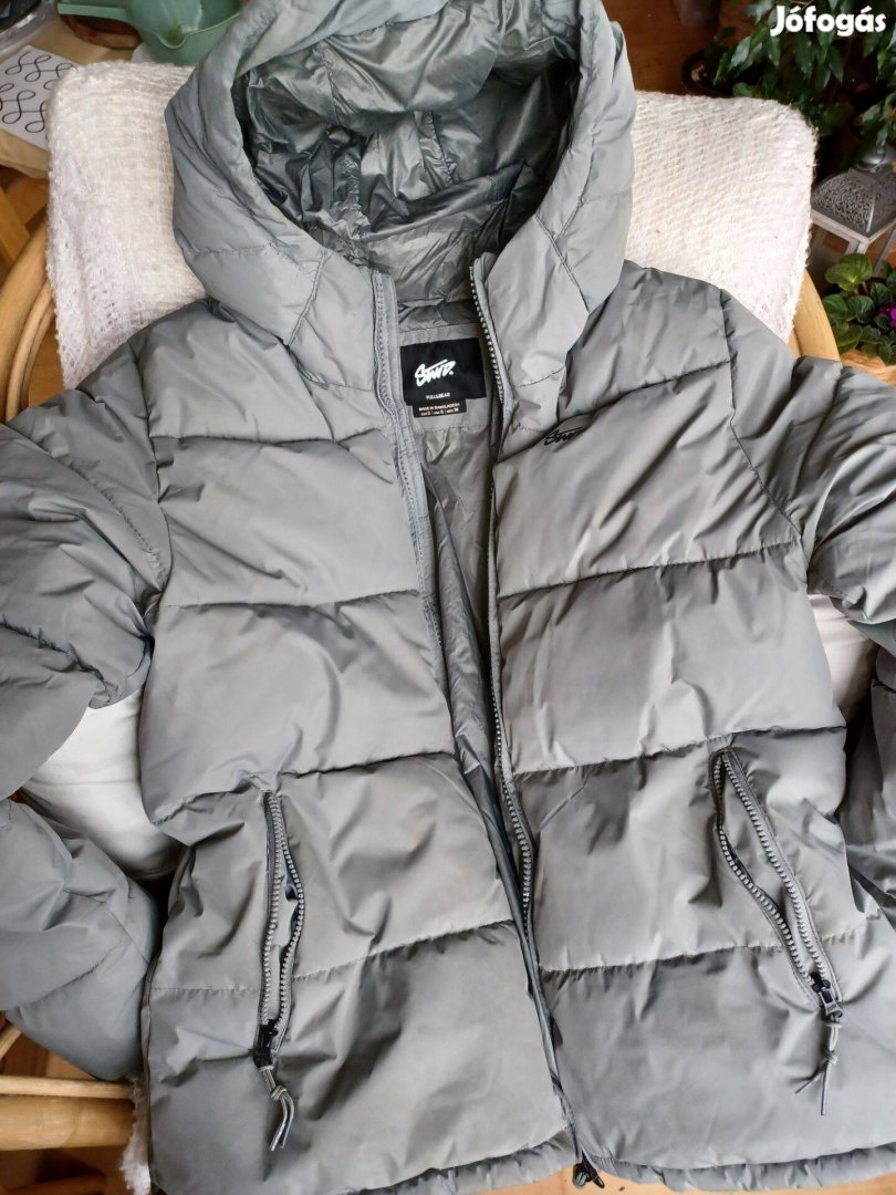 Pull and Bear Férfi télikabát(Hooded Stwd puffer jacket)- M méretre jó