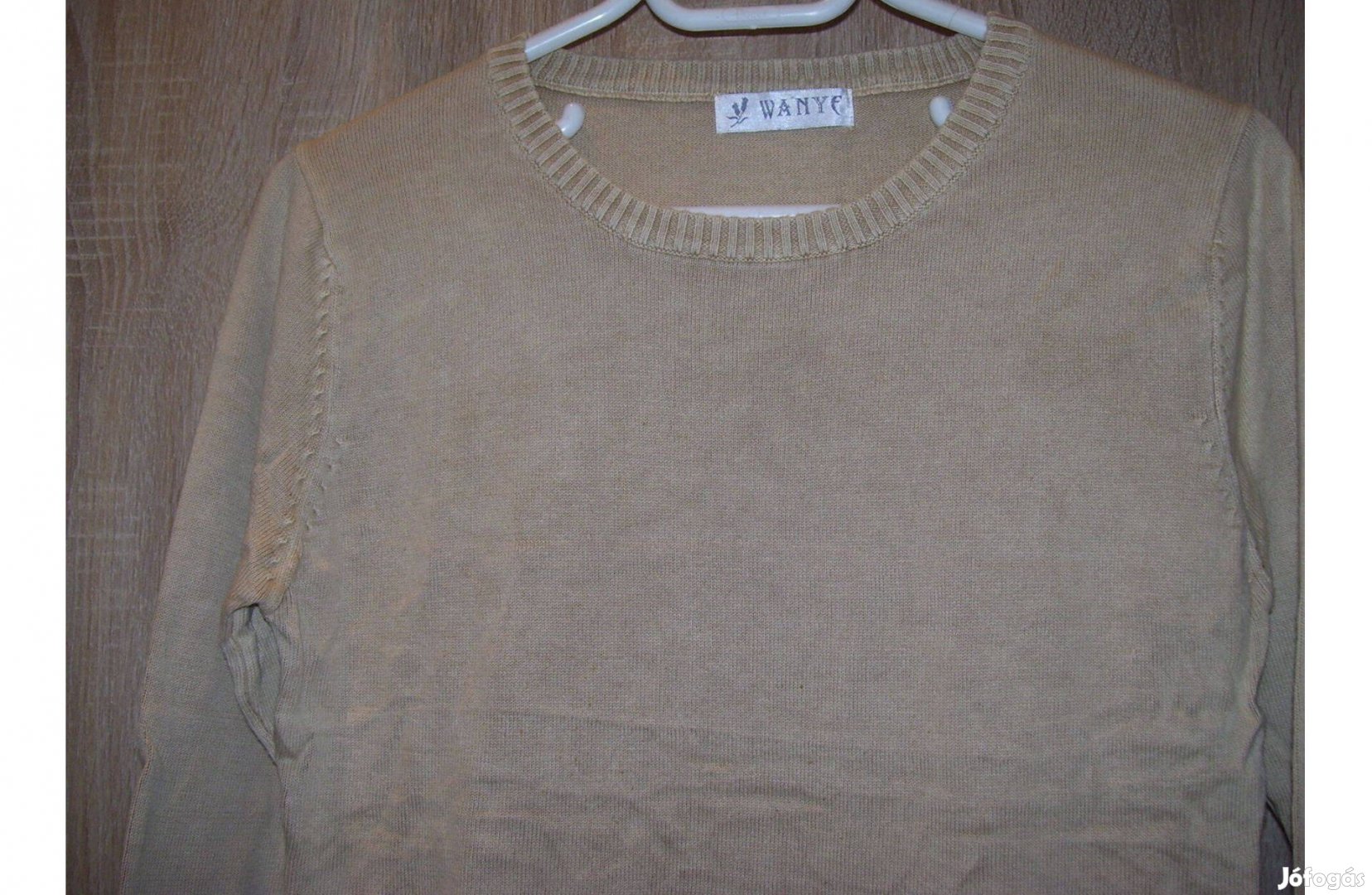 Pulóver, kötött, barna