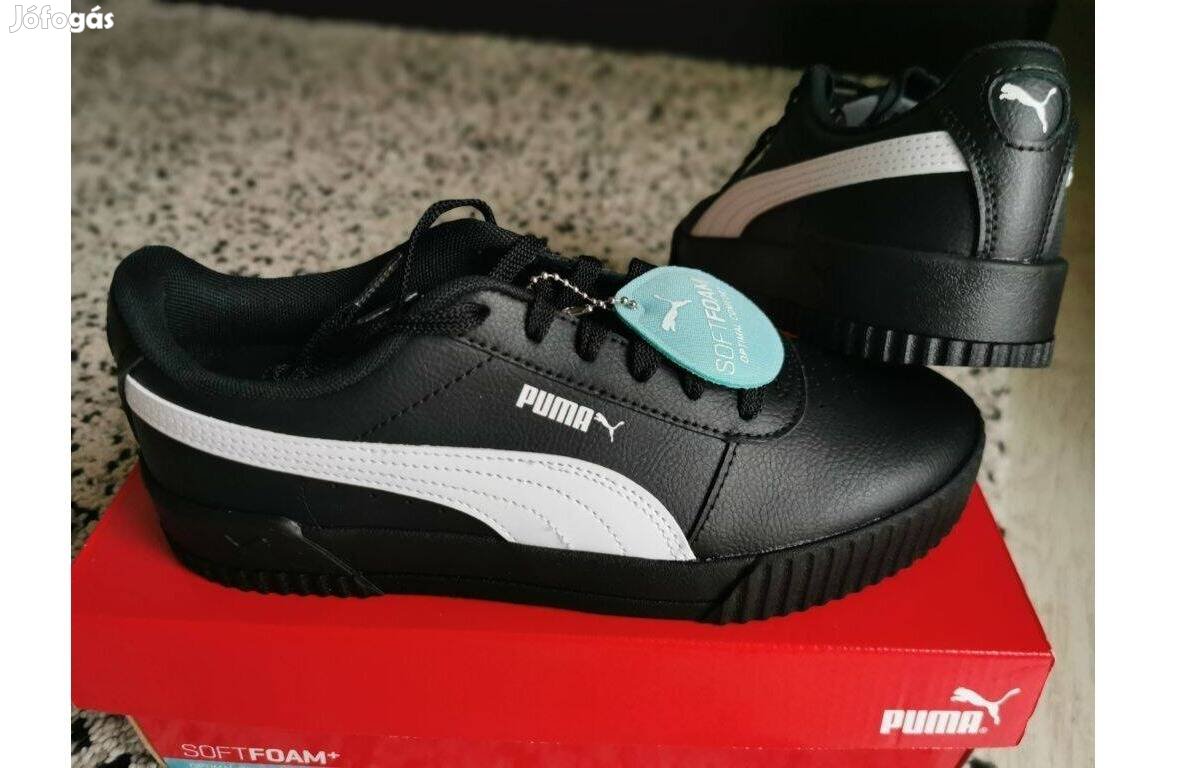 Puma Carina full fekete bőr 40-es női utcai cipő. Teljesen új, eredeti