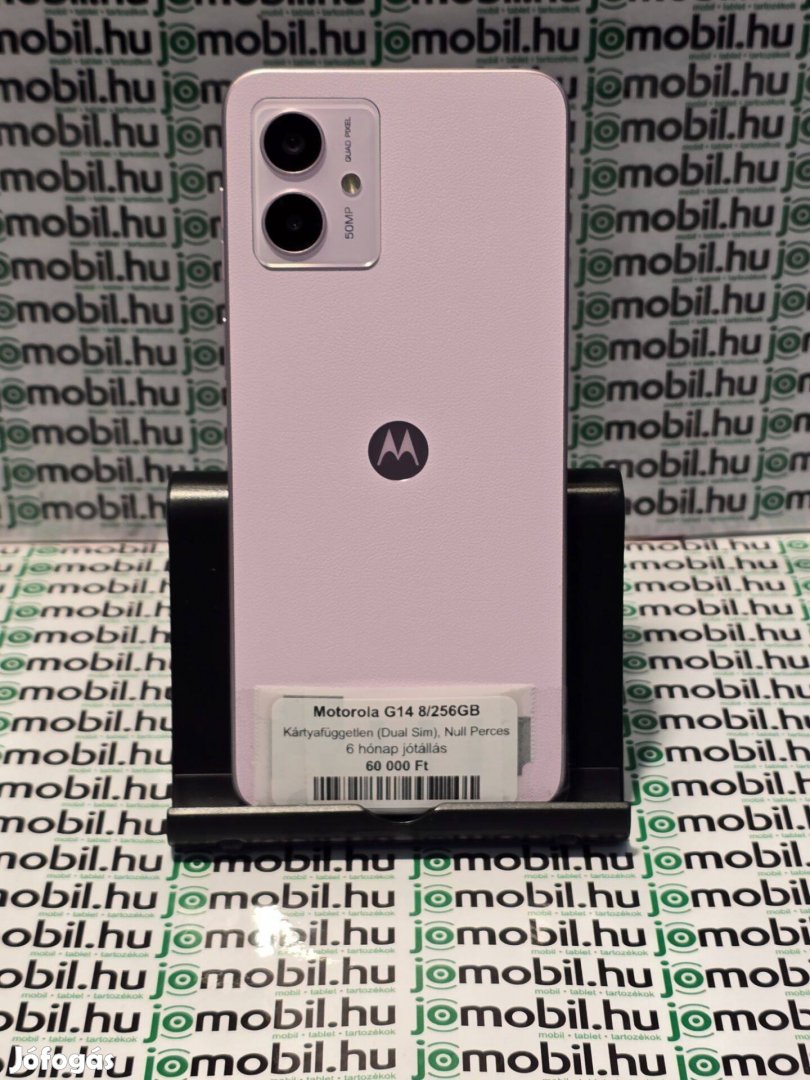 Pure Lilac színű Motorola G14 8/256GB dobozával gyári tartozékaival