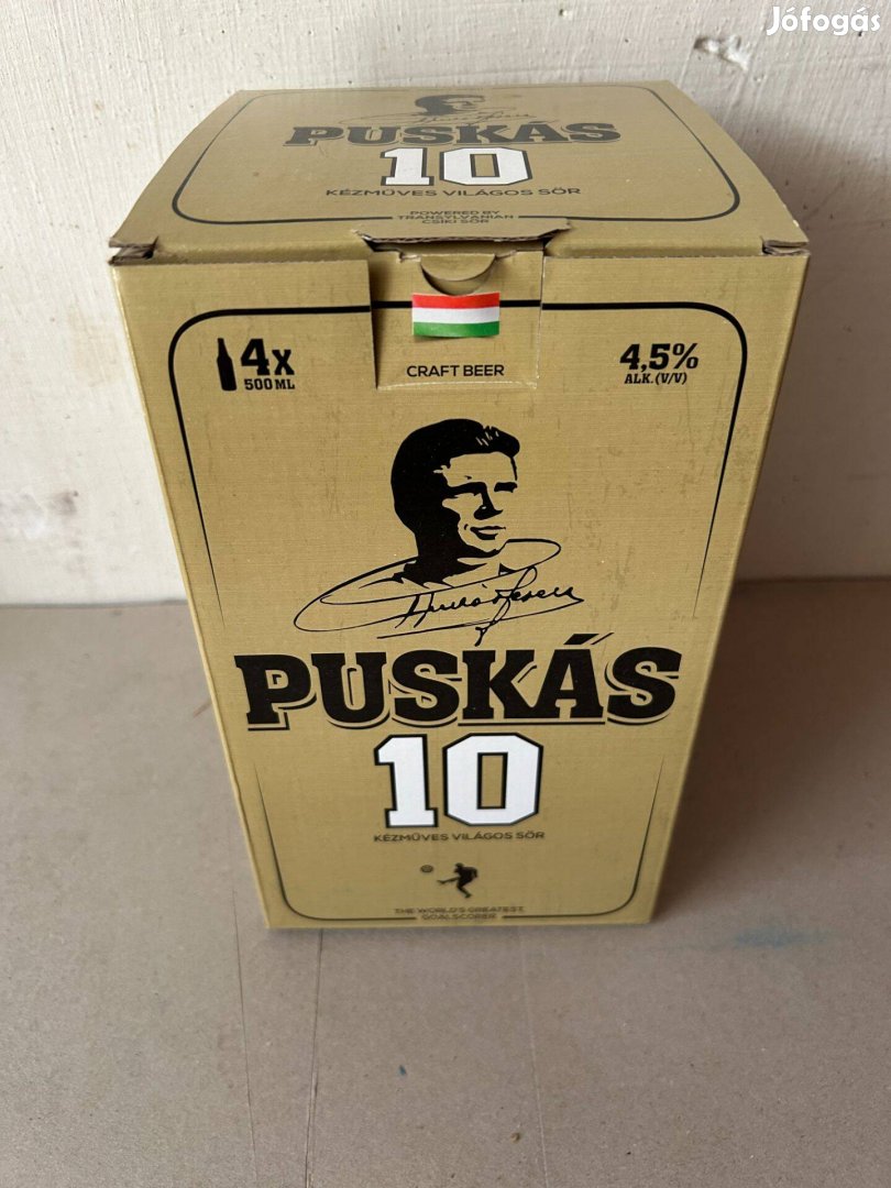 Puskás 10 sörösüvegek dobozban