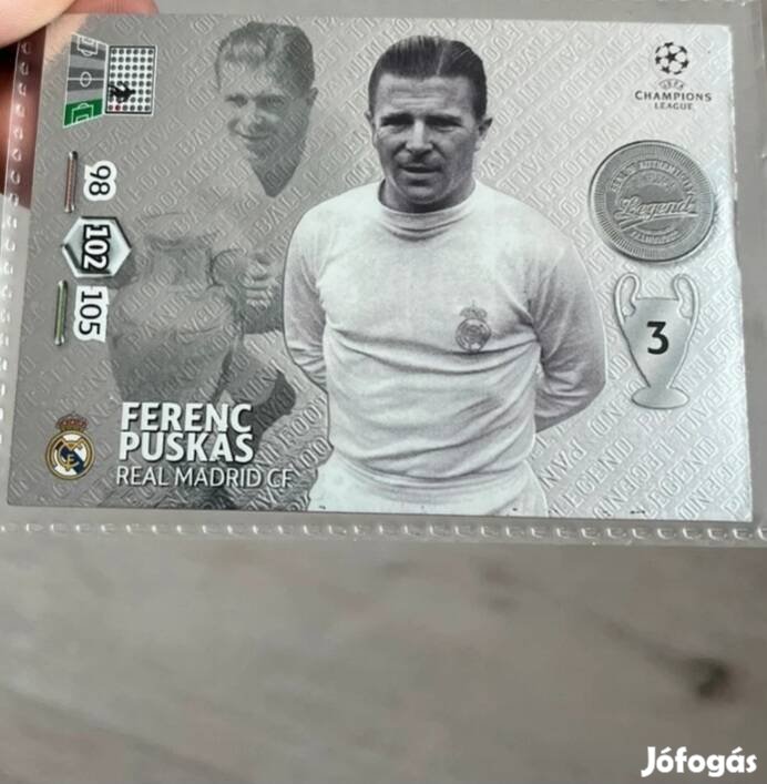 Puskás Ferenc Panini Legenda kártya kisebb hibákkal