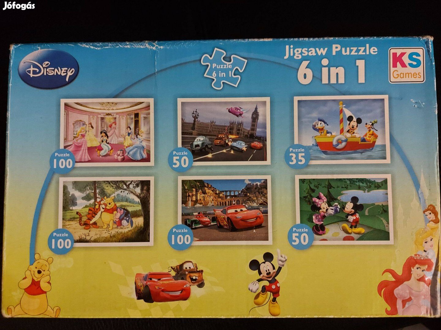 Puzzle jigsaw 6 in 1 Disney verdák hercegnők Minnie mickey Micimackó
