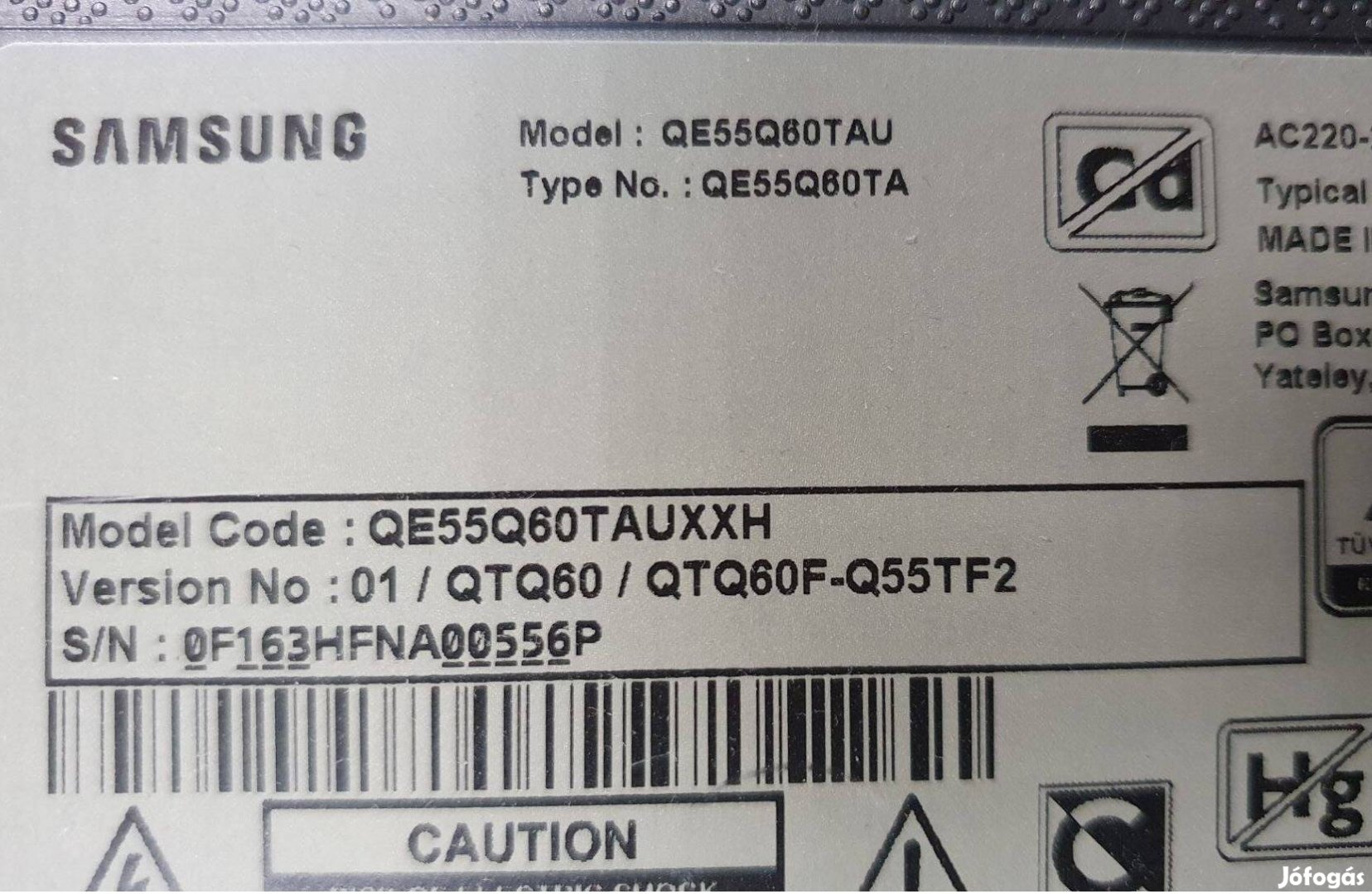 QE55Q60TAU LED LCD Smart tv hibás törött alkartésznek QE55Q60