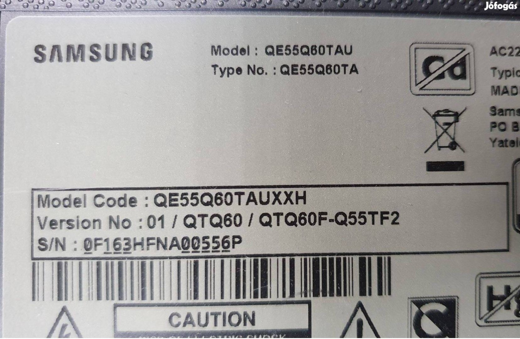 QE55Q60TAU LED tv hibás törött alkartésznek QE55Q60 eladó