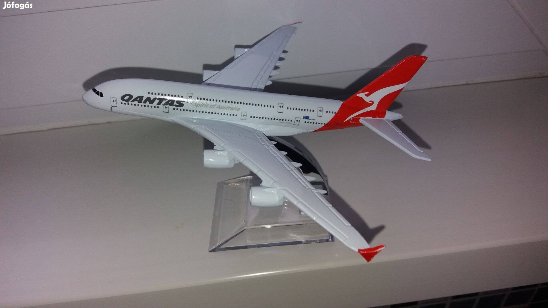 Qantas Airbus A380 fém repülőgép modell! Új!