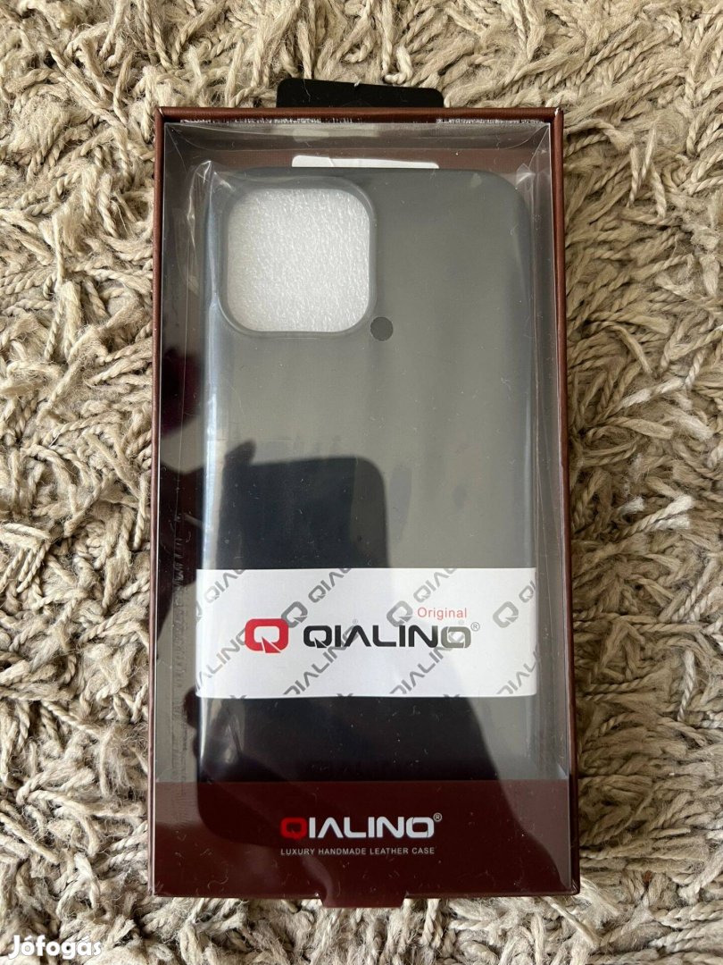 Qialino Apple iphone 13 Pro Max valódi bőr tok fekete színben