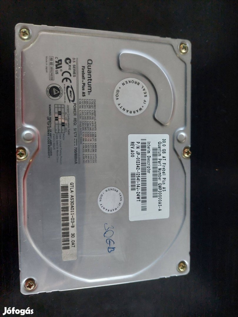 Quantum Fireball Plus AS 30 GB,Internal,7200 RPM,3.5" (Qmp30000ASA)HDD