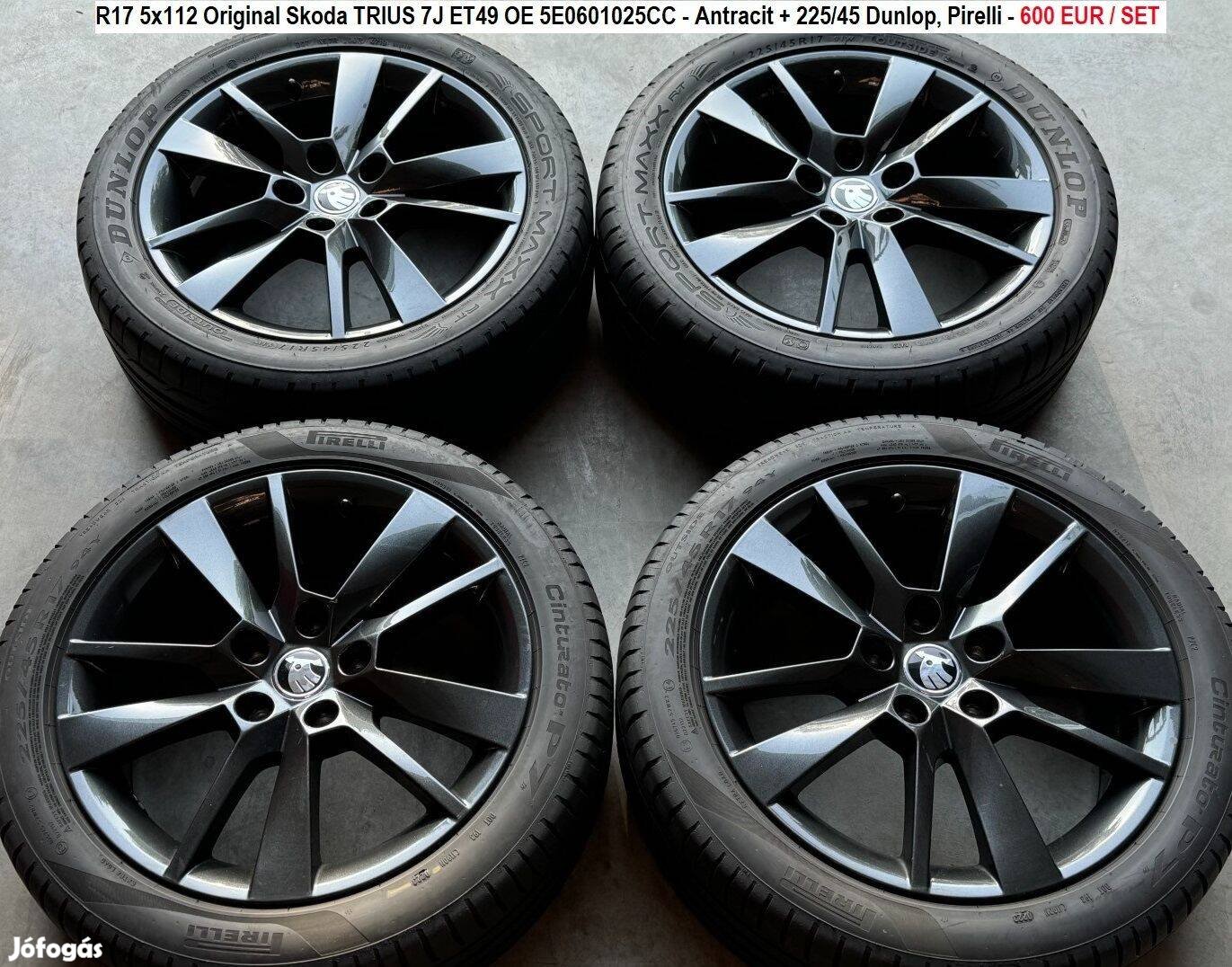 R17 5x112 Original Skoda Trius 7J ET49 + 225/45 Nyárigumik 17"