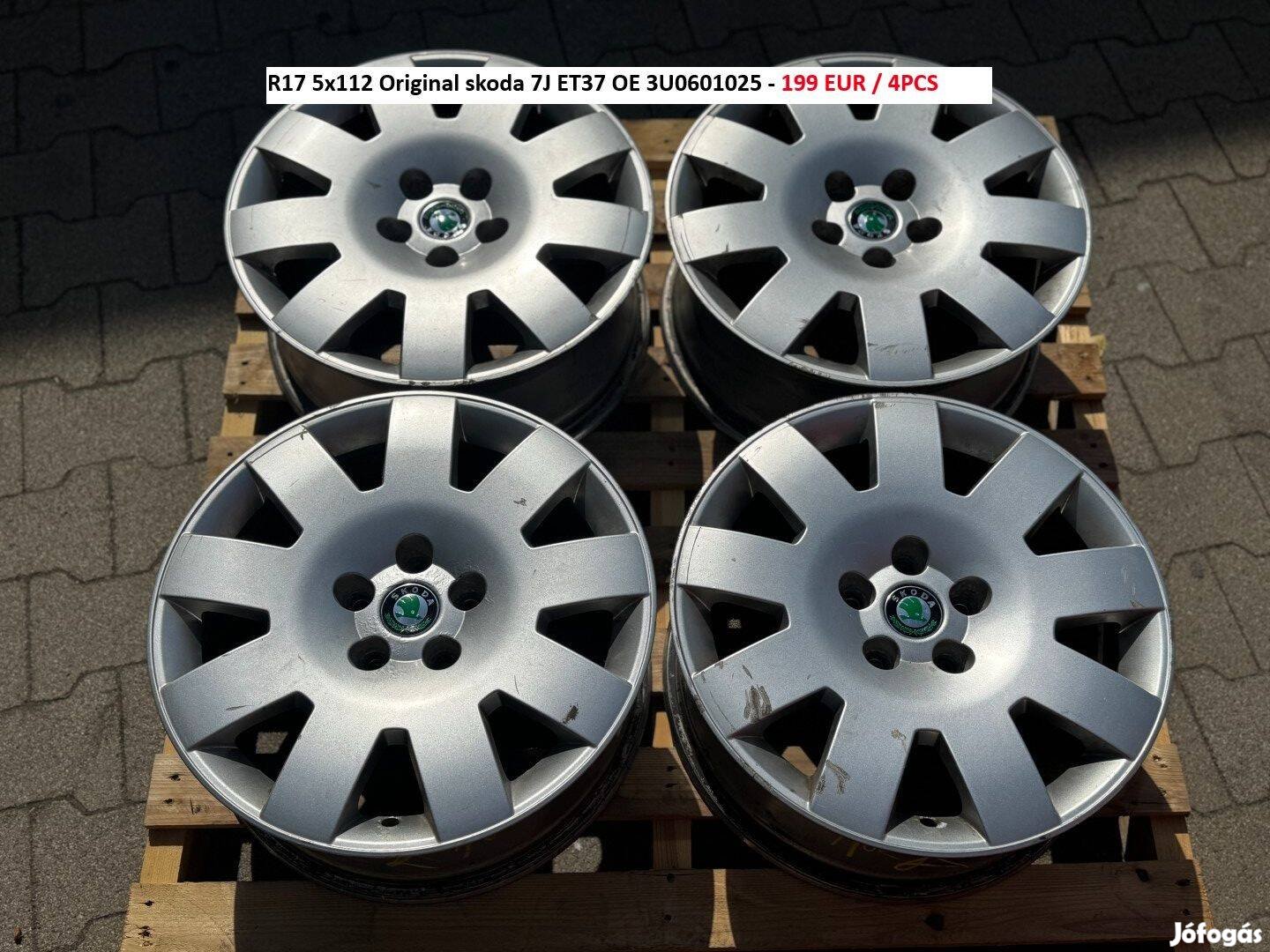 R17 5x112 Original skoda 7J ET37 OE 3U0601025 gyári alufelnik felnik