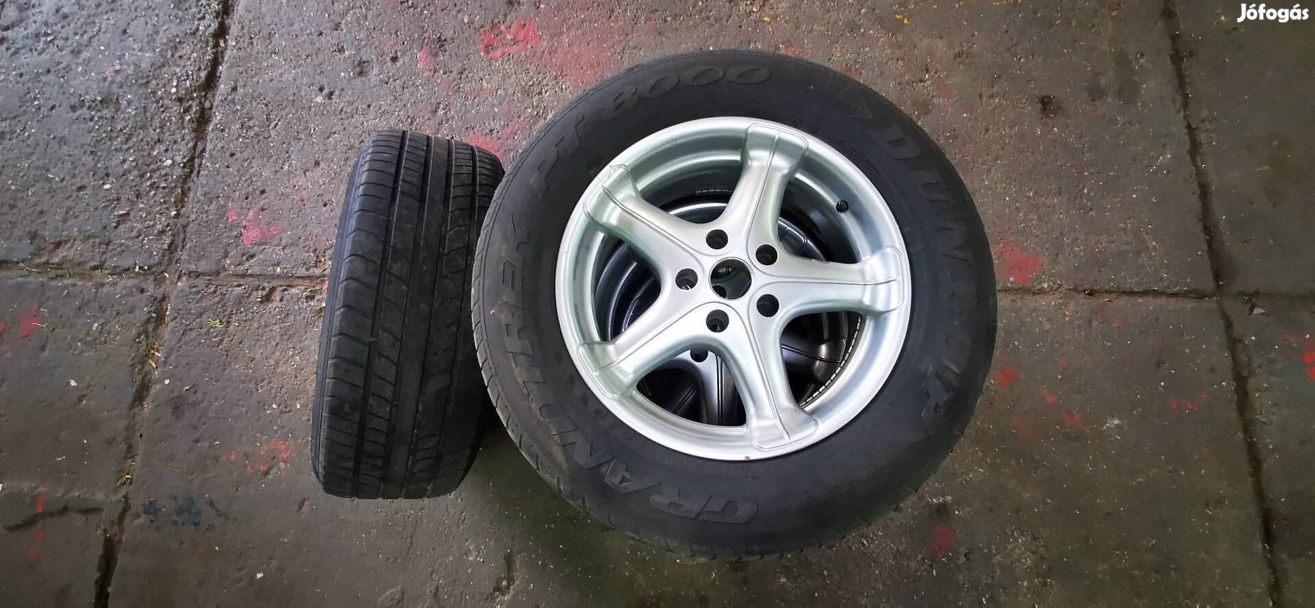 R17 5x120 alufelni szett 255/60 Dunlop nyári gumikkal szerelve
