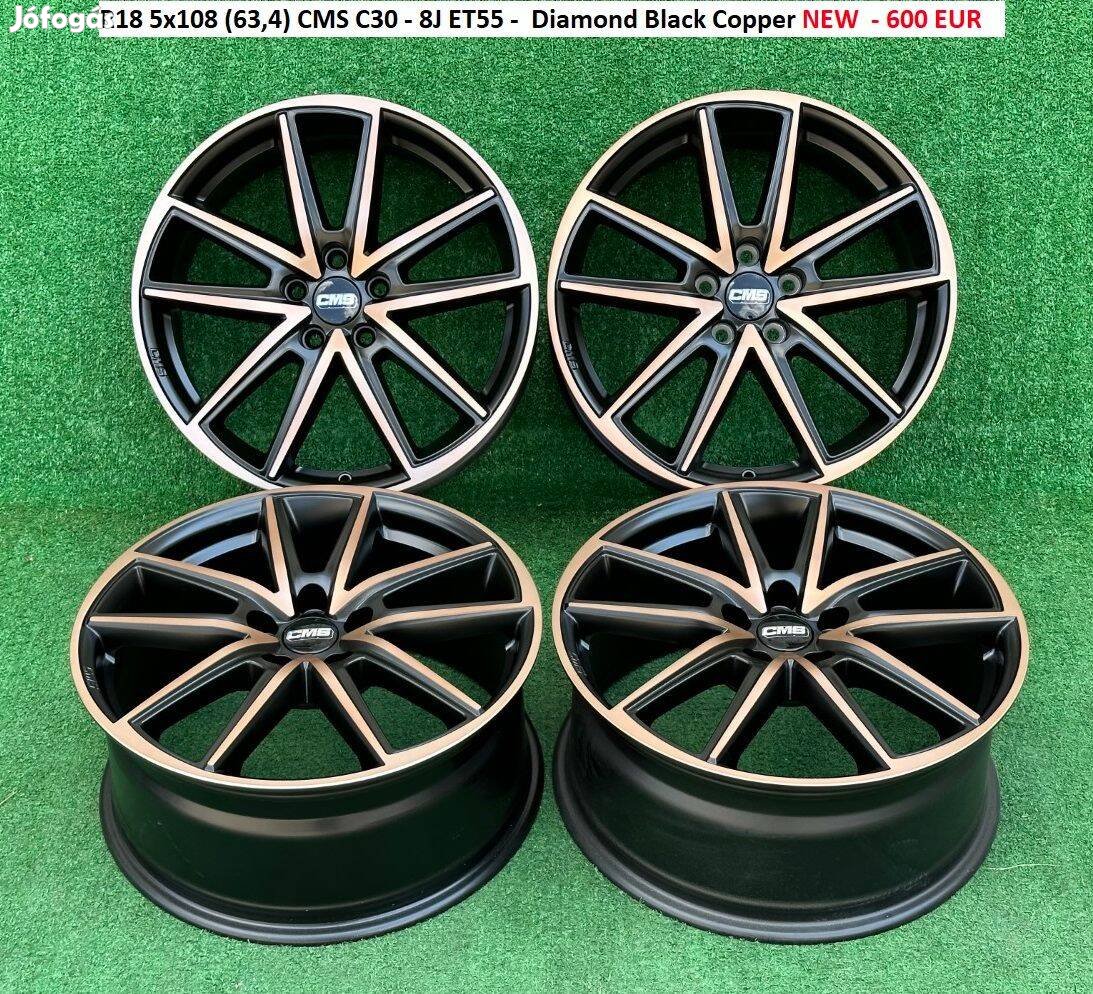 R18 5x108 (63,4) CMS C30 - 8J ET55 - Diamond Black Copper új felnik