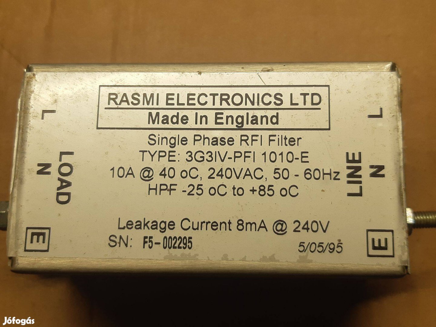 RFI-szűrő 10A, 240 V AC, 50/60Hz, szerelhető, zárt kivitel