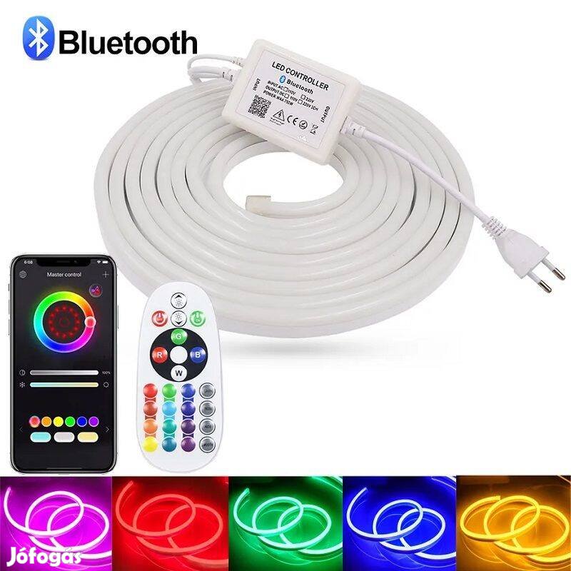 RGB Neon led szalag, távirányítóval, app vezérléssel, 10m, 9-12W/m