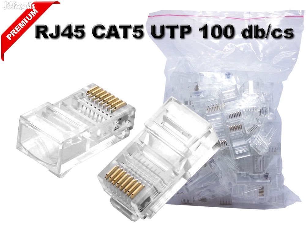 RJ45 csatlakozó CAT5 hálózati kábel vezeték 100db