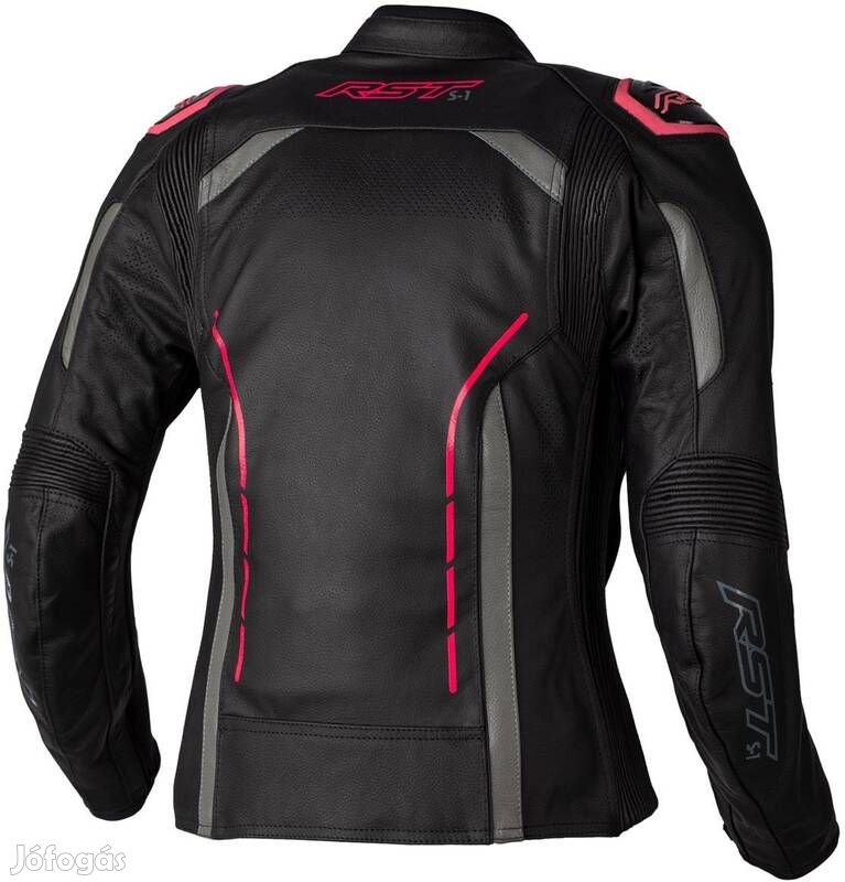 RST Női S1 CE Bőrdzseki - Fekete/Neon Rózsaszín Méret XL