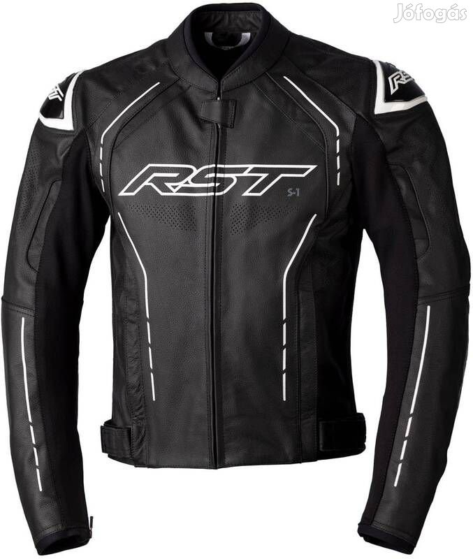 RST S1 CE Bőrdzseki - Fekete/Fekete/Fehér Méret 5XL