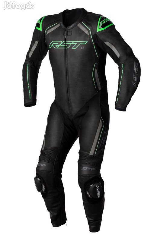 RST S1 CE Bőrruha - Fekete/Szürke/Neon Zöld Méret 3XL