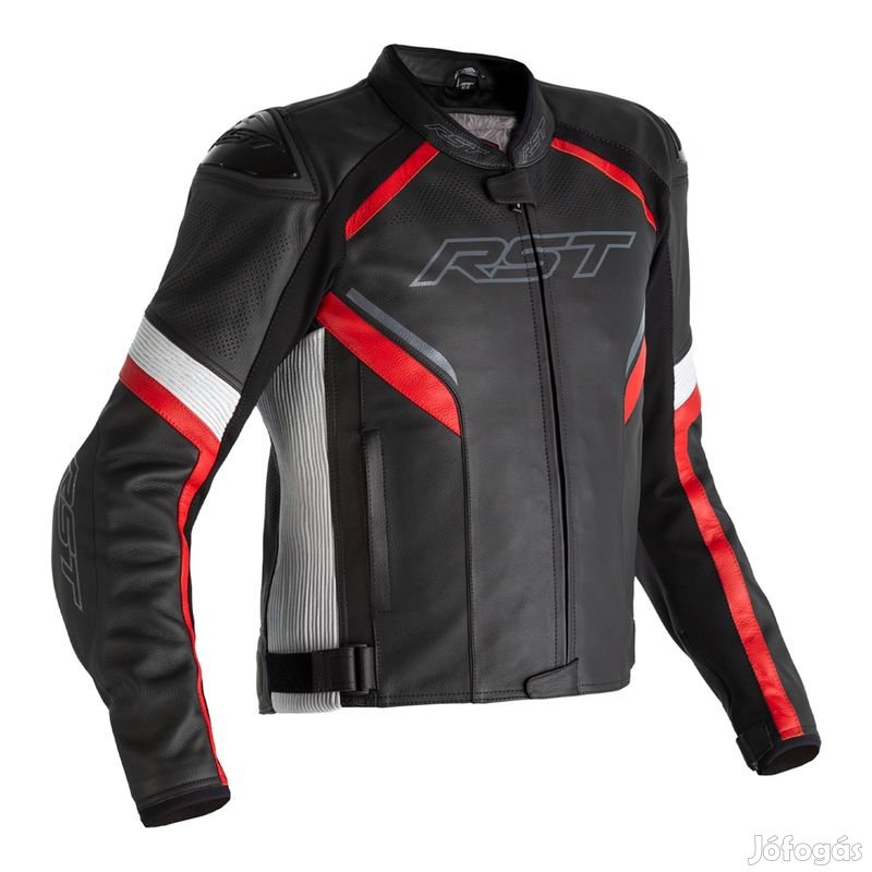 RST Sabre légzsákos bőrdzseki - Fekete/Fehér/Piros, 4XL méretben