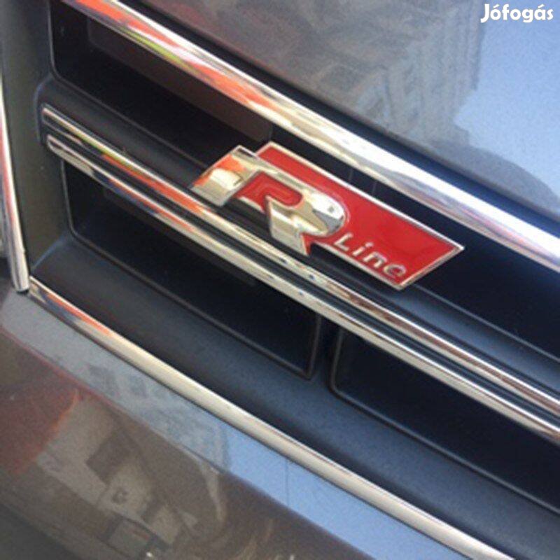 R-Line 3D embléma fém, hűtőrácsba öntapadós Piros és fekete szín