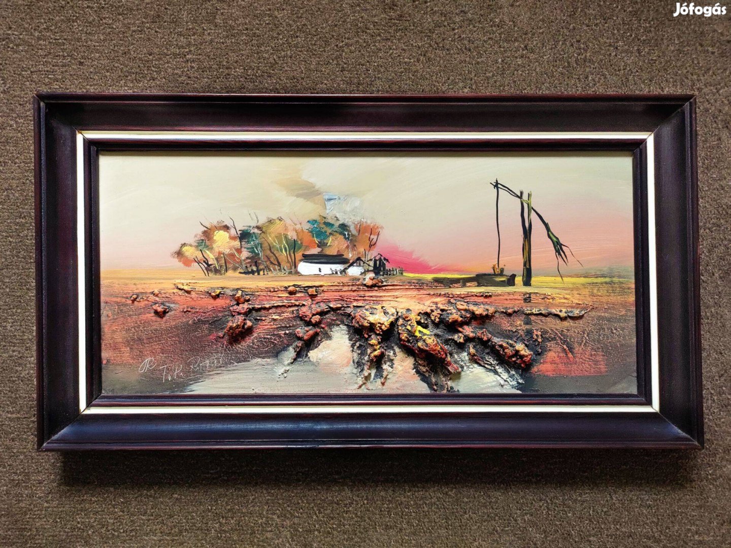 R. Tóth Rozália - Tanya gémeskúttal olaj 20x40 festmény