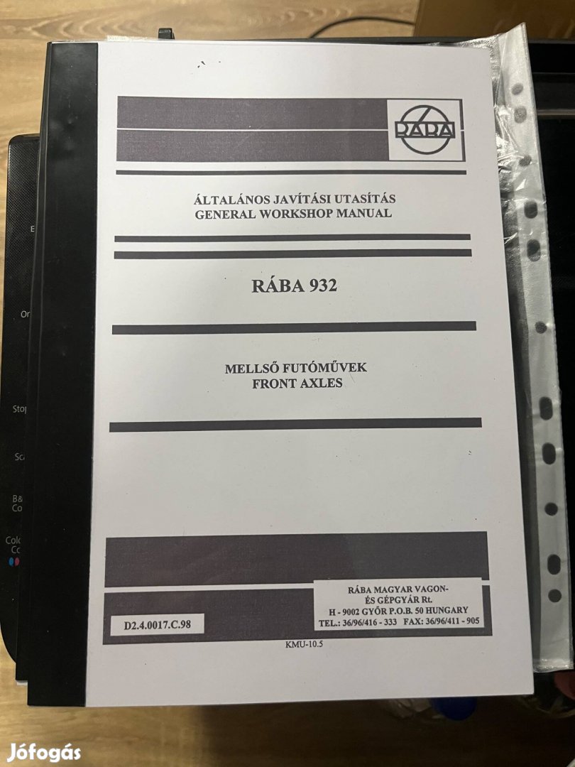 Rába 932 mellső futóművek javítási utasítása