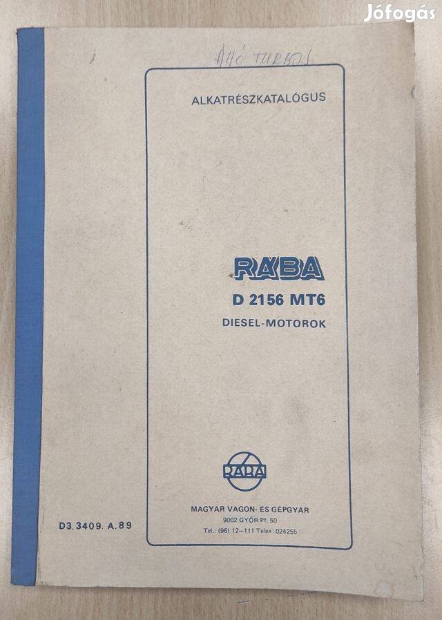 Rába D2156 MT6 Diesel-motor alkatrészkatalógus