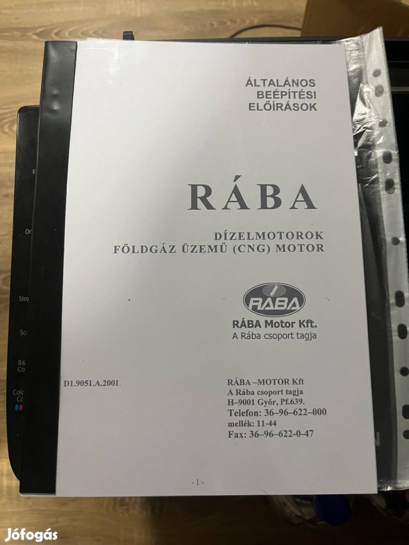 Rába földgáz üzemű motorok beépítési előírása