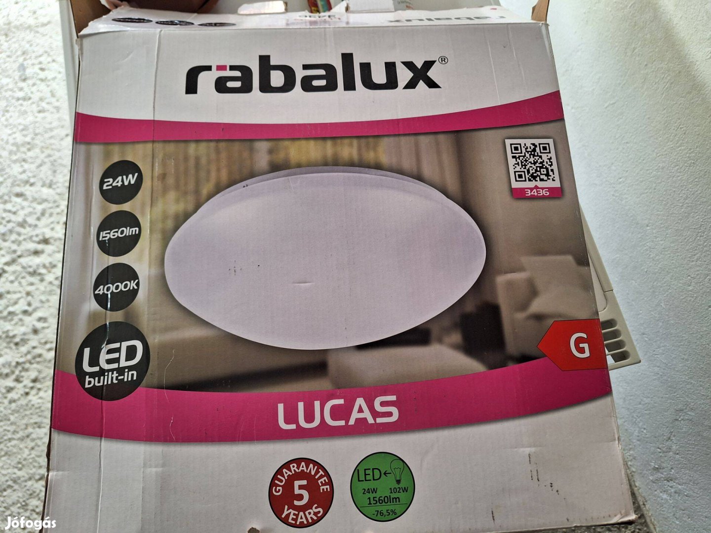 Rábalux Lucas Mennezeti Lámpa LED 24W 1560LM 4000K IP20 38CM