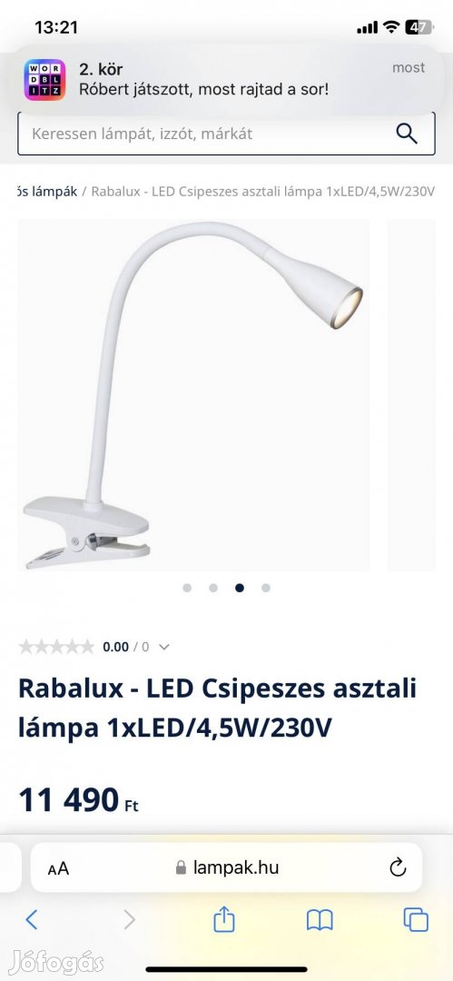 Rábalux csipeszes led asztalilámpa 