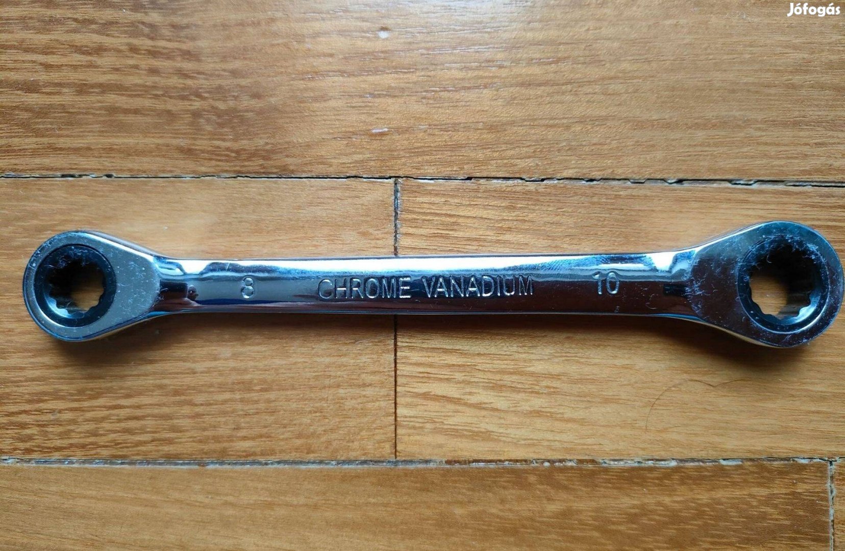 Racsnis villáskulcs króm-vanadium, új, egyik vége 8mm másik