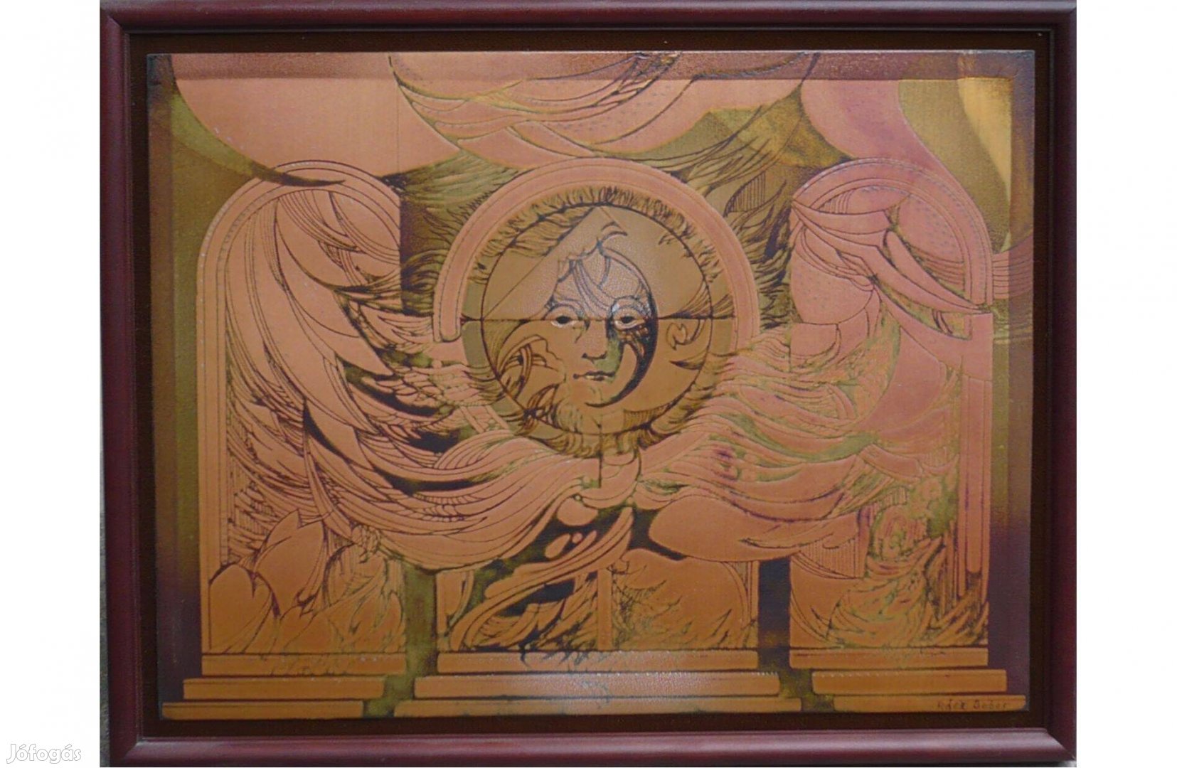 Rácz Gábor - Nap-oltár, tűzzománc falikép, 31 x 41 cm