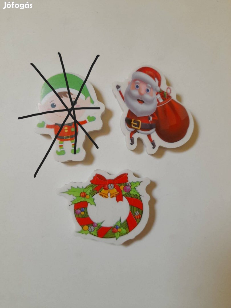 Radírok 2 féle cuki karácsonyi radír mikulás, koszorú