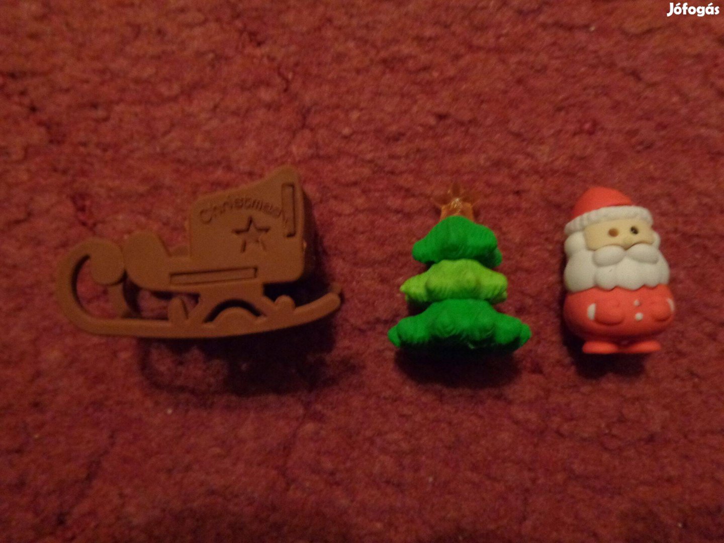Radírok 3 féle karácsonyi radír, 500ftdb, szánkó, fenyő,