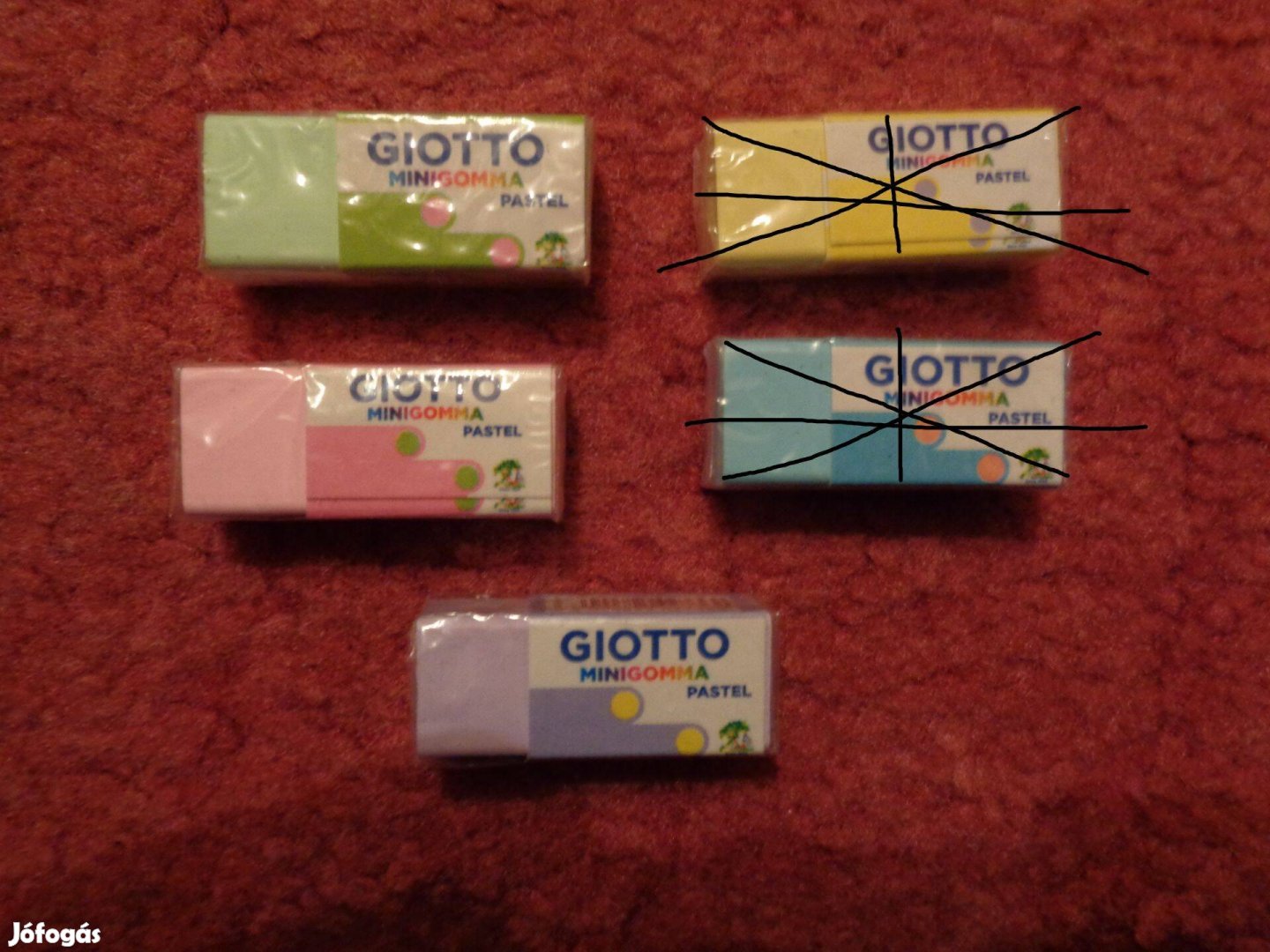 Radírok Giotto mini radírok, 3féle szín, 100ftdb