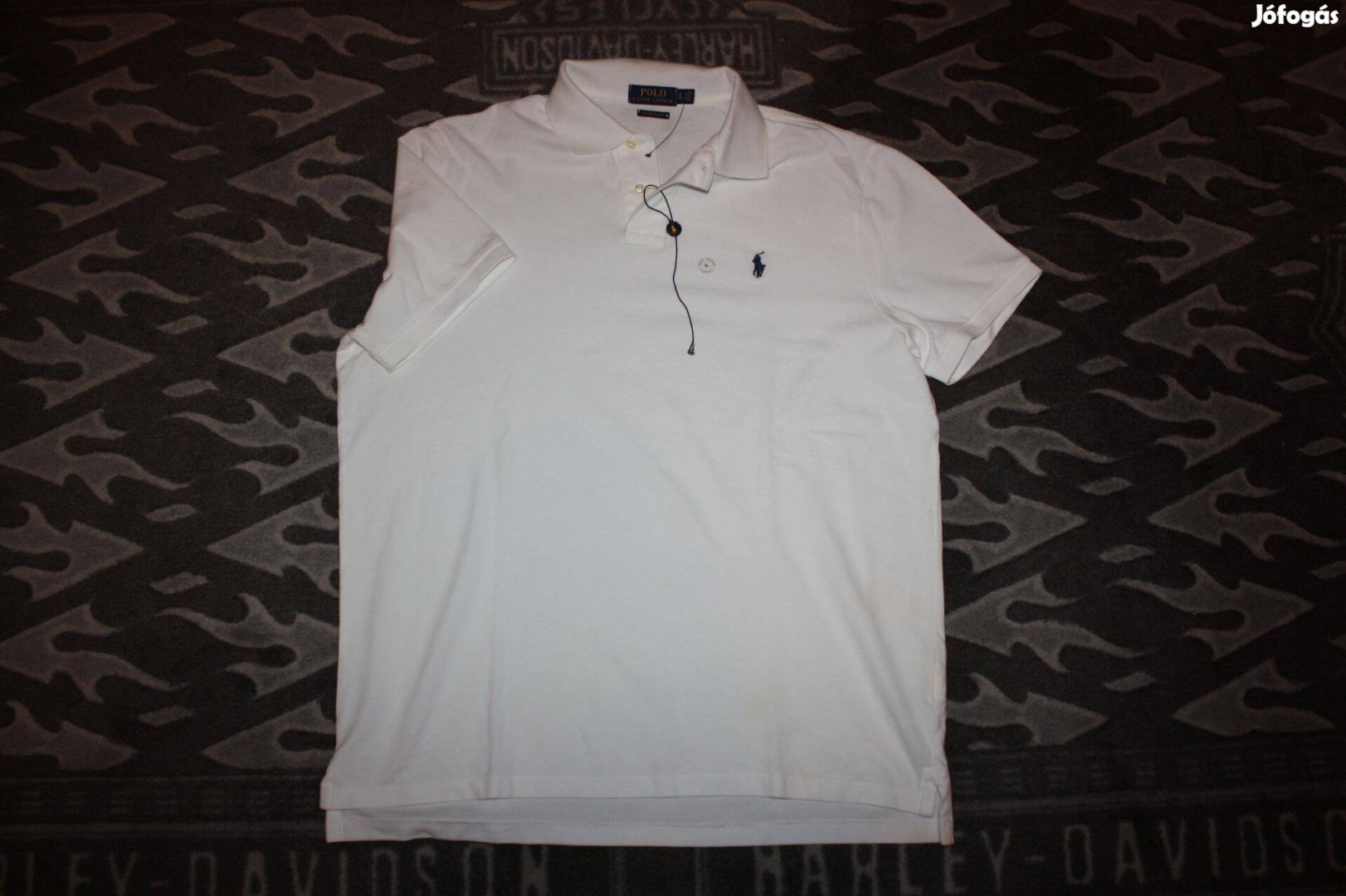 Ralph Lauren Polo Custom Fit fehér piké póló XL-es eredeti, új címkés