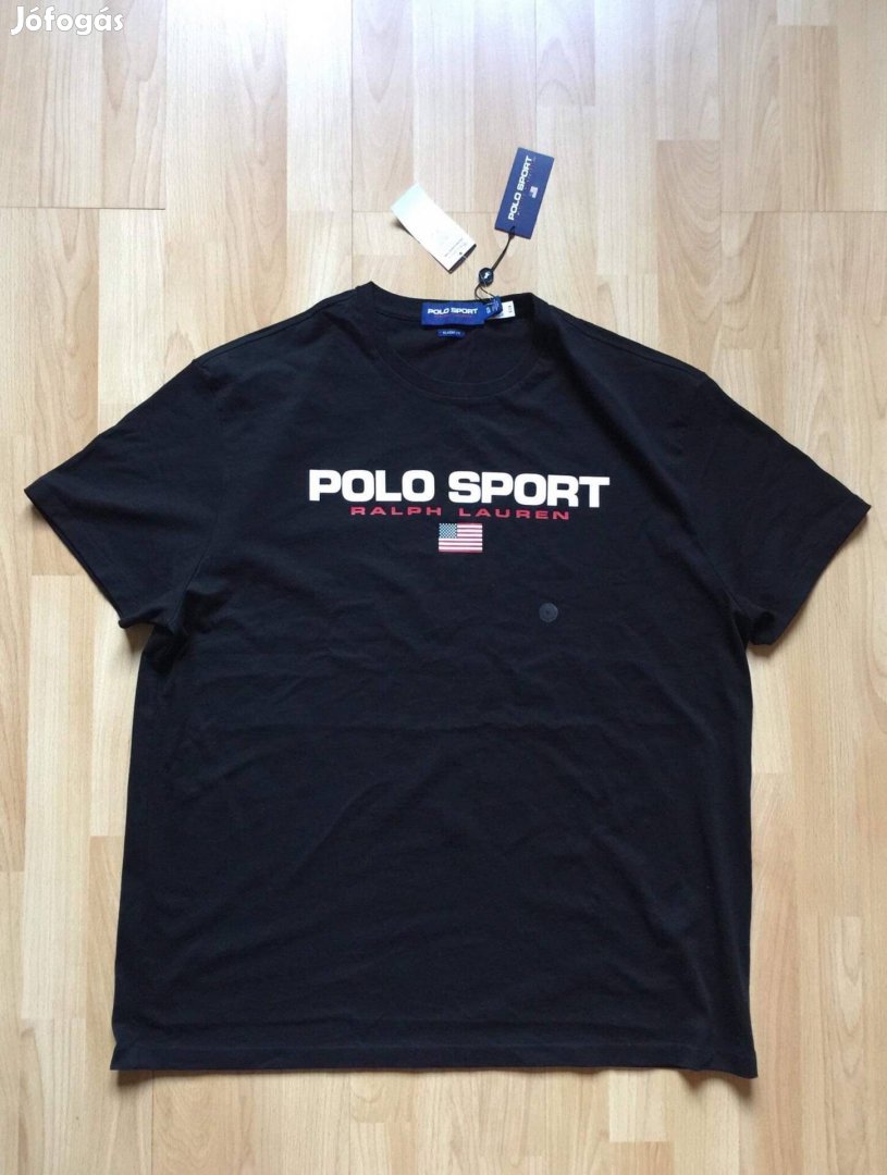 Ralph Lauren - Polo Sport - Nyomott márkalogós, fekete pamutpóló.