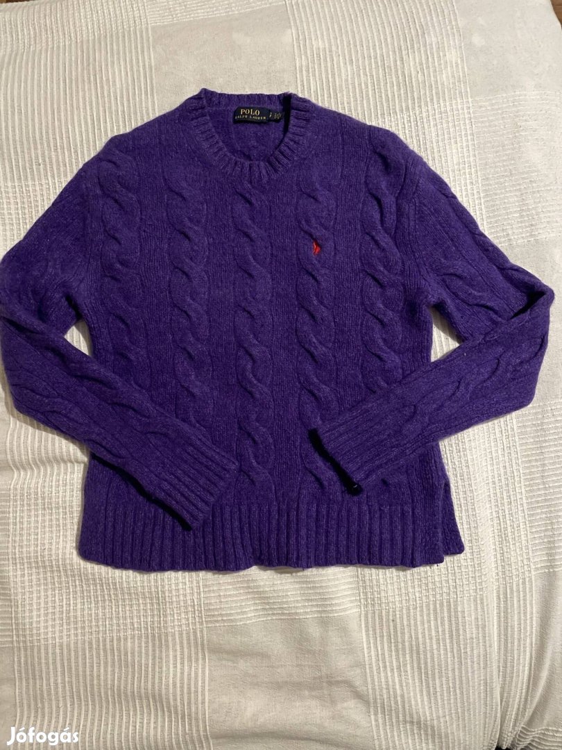 Ralph Lauren lila fonottmintás gyapjú pulóver, S