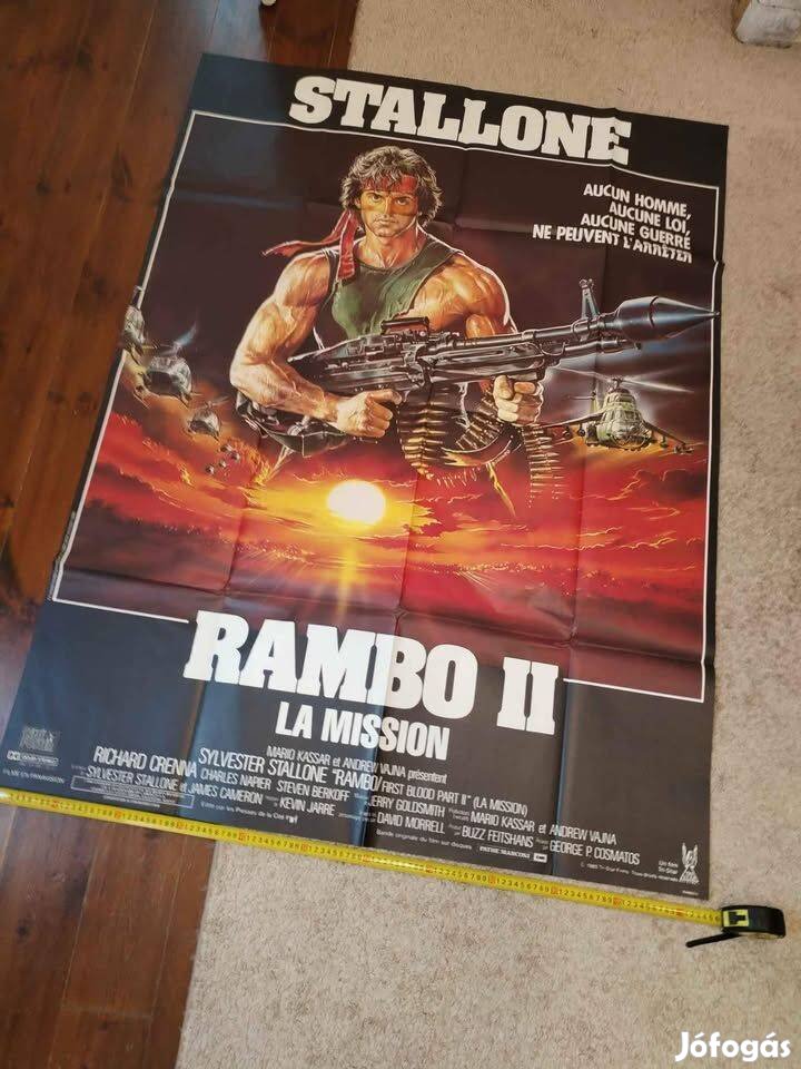 Rambo II. Sylvester Stallone plakát, nagyméretű, 1985