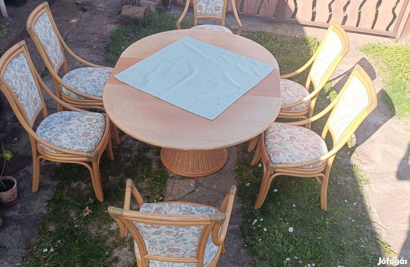 Rattan étkező Extra minőség asztal és 6 szék
