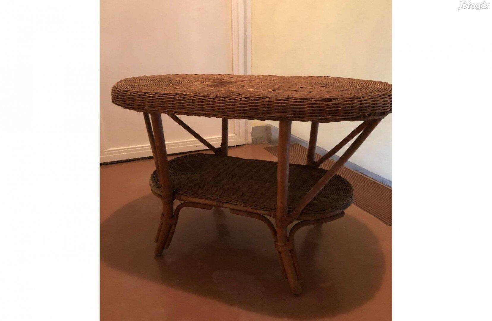 Rattan fonott vessző asztal dohányzó asztal 90x50