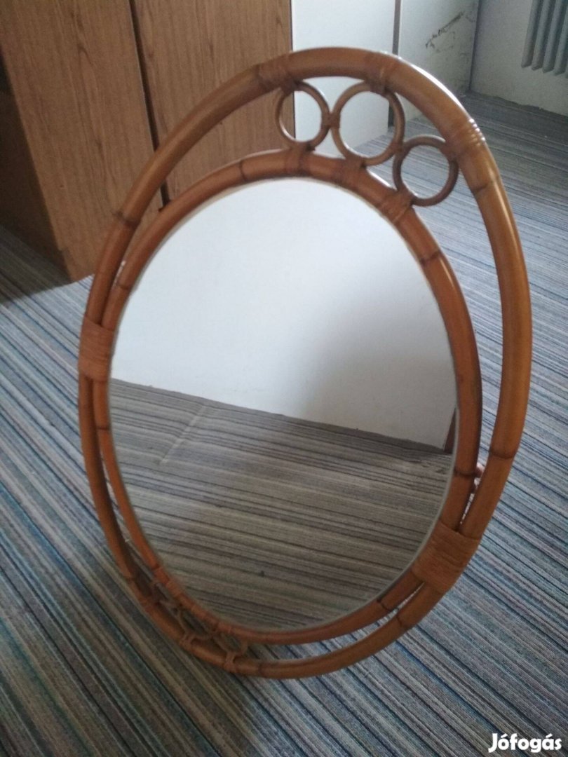 Rattan keretes tükör, tükör, fali tükör