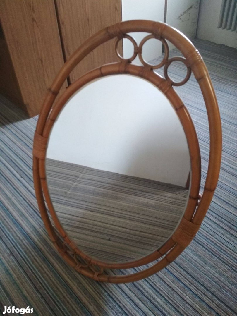 Rattan keretes tükör, tükör, fali tükör