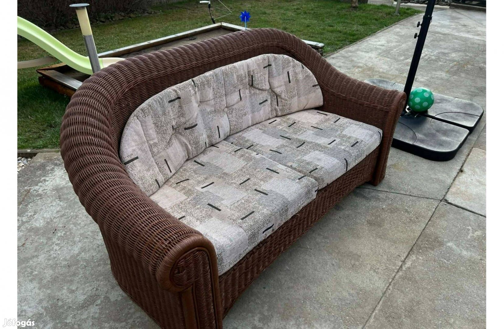 Rattan kétszemélyes ülő alkalmatosság, ülőgarnitúra teraszra