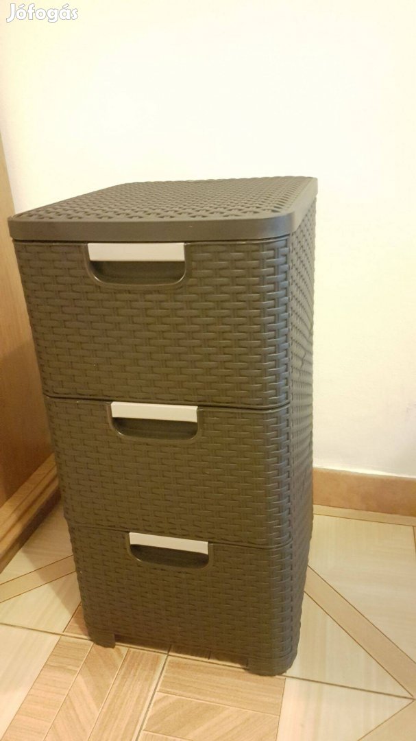 Rattan stílusú fiókos tároló komód Curver