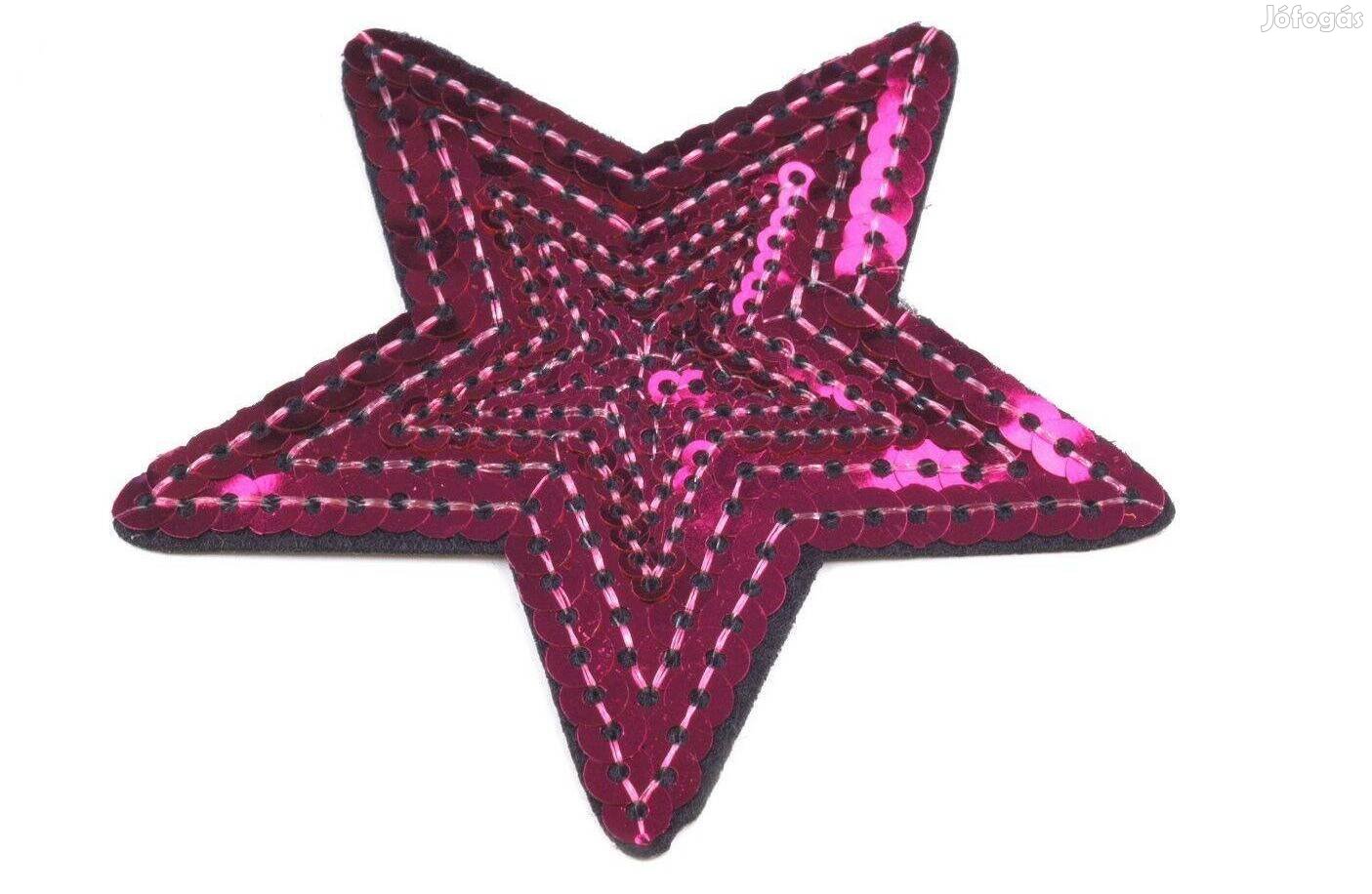 Rávasalható flitteres folt felvarró felvarró bíbor pink csillag 7cm